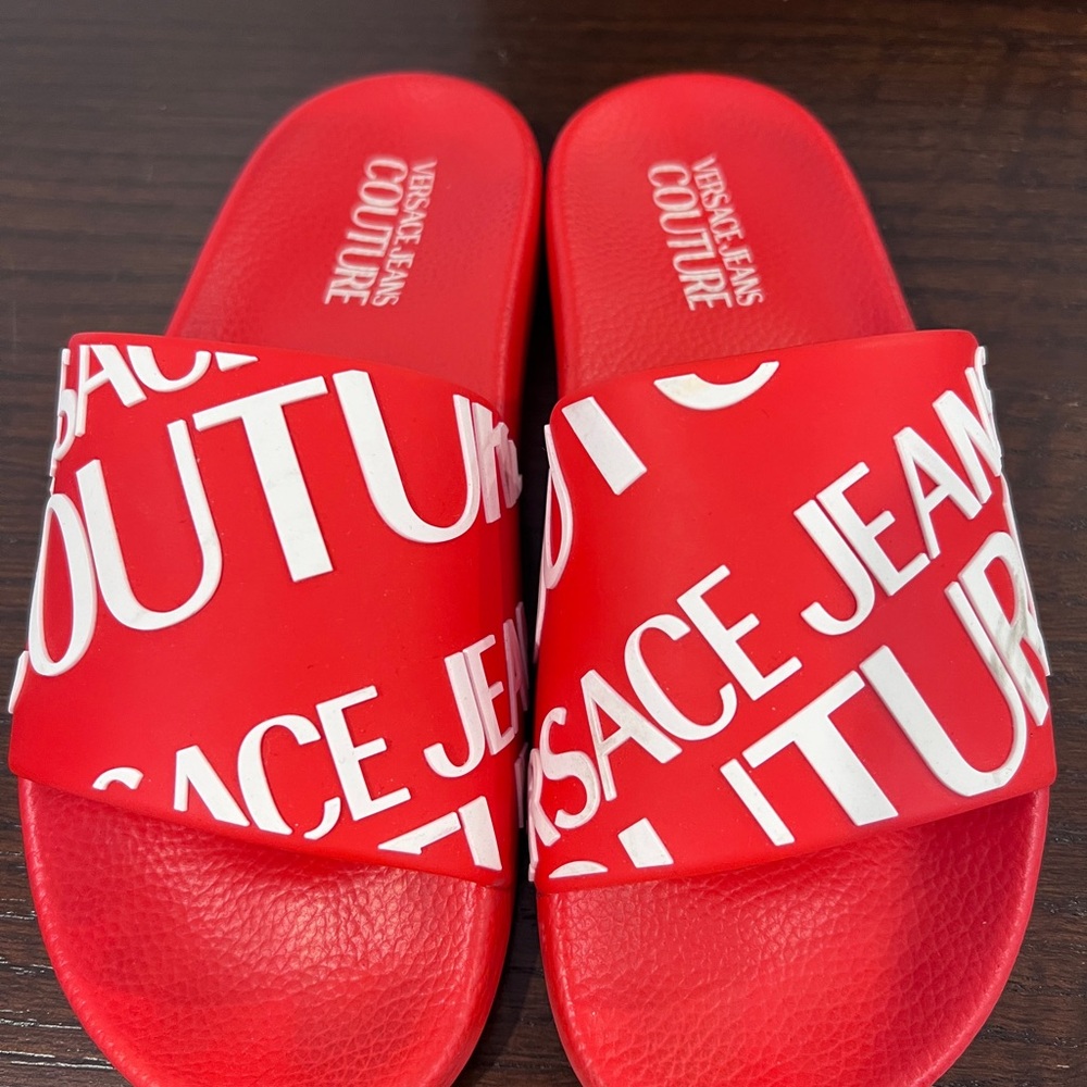 Versace Collection Red Slide Slippers